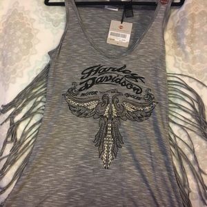 Harley Davidson tank top w/fringes down sides. New
